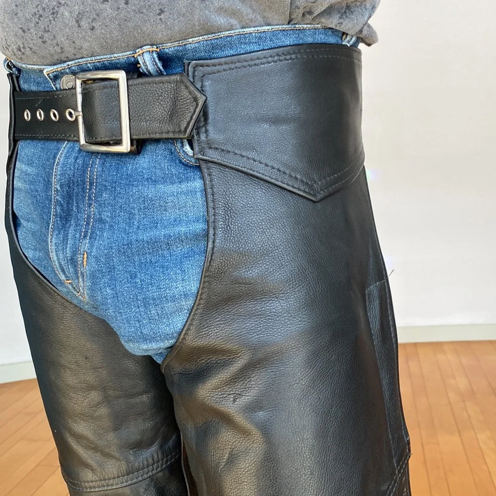 Unisex Leather Chaps from Walter Dyer Leather in Framingham, MA, size M/L - Picture 2 of 11